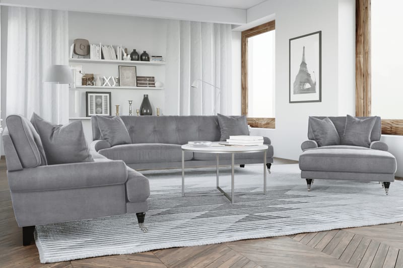Andrew Loveseat Velour - Sølvgrå/Krom - Møbler - Stole & lænestole - Lænestole
