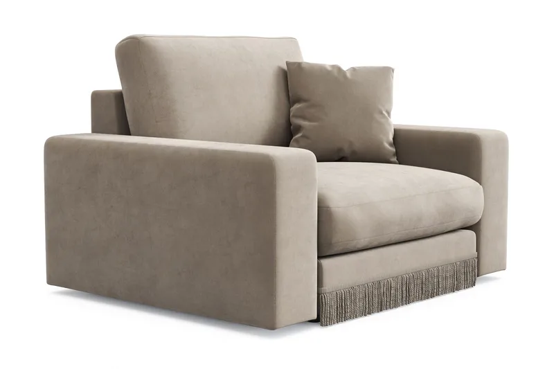 Arken Lyx Dyb Lænestol i fløjl - Beige - Møbler - Stole & lænestole - Lænestole