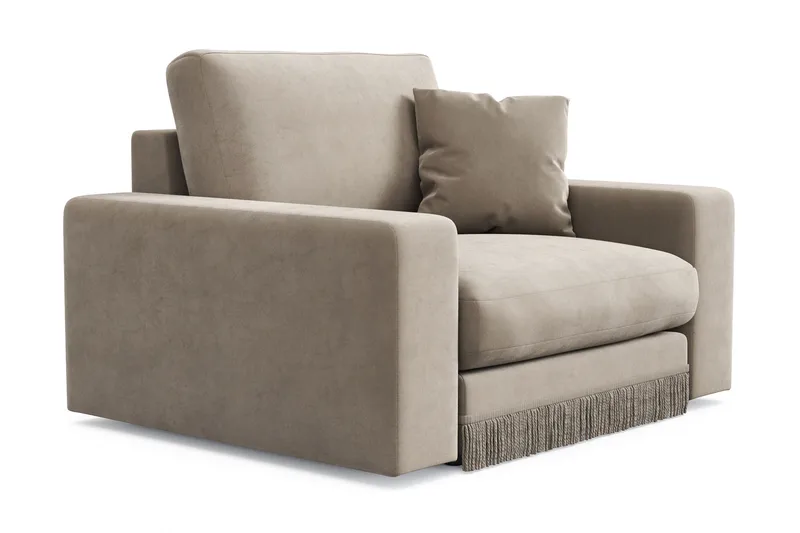 Arken Lyx Dyb Lænestol i fløjl - Beige - Møbler - Stole & lænestole - Lænestole