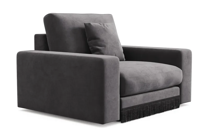 Arken Lyx Dyb Lænestol i fløjl - Mørkegrå - Møbler - Stole & lænestole - Lænestole