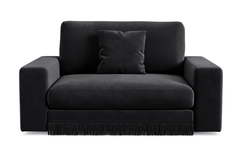 Arken Lyx stor, dyb lænestol i velour, Sort