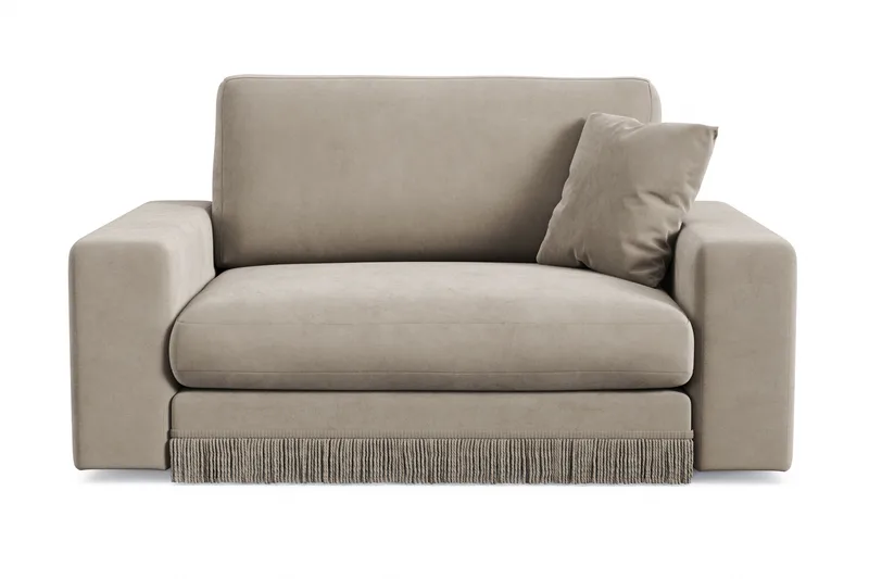 Arken Lyx Stor Dyb Lænestol i fløjl, Beige