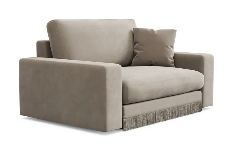 Arken Lyx Stor Dyb Lænestol i fløjl - Beige - Møbler - Stole & lænestole - Lænestole