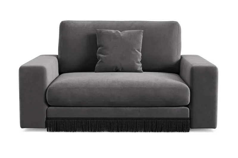 Arken Lyx Stor Dyb Lænestol i fløjl - Mørkegrå - Møbler - Stole & lænestole - Lænestole