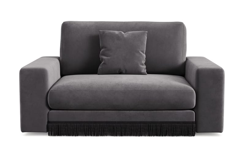 Arken Lyx Stor Dyb Lænestol i fløjl - Mørkegrå - Møbler - Stole & lænestole - Lænestole