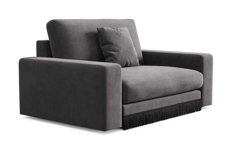 Arken Lyx Stor Dyb Lænestol i fløjl - Mørkegrå - Møbler - Stole & lænestole - Lænestole