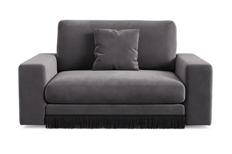 Arken Lyx Stor Dyb Lænestol i fløjl, Mørkegrå