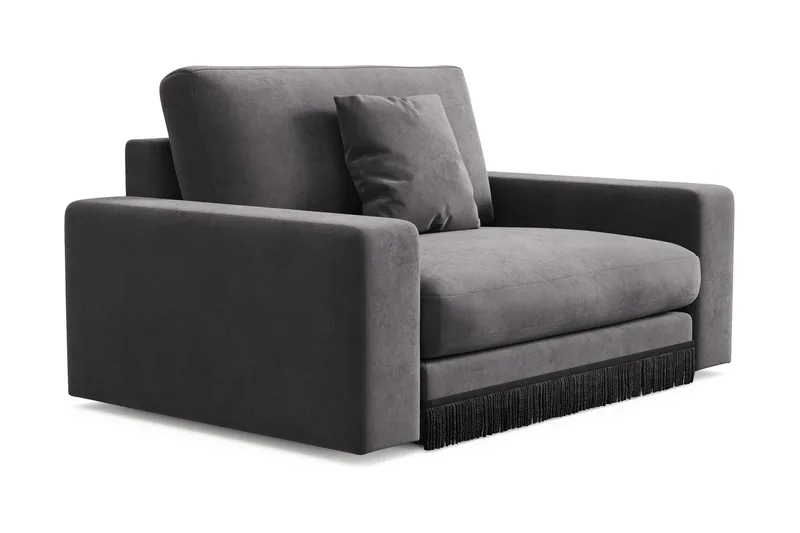 Arken Lyx Stor Dyb Lænestol i fløjl - Mørkegrå - Møbler - Stole & lænestole - Lænestole