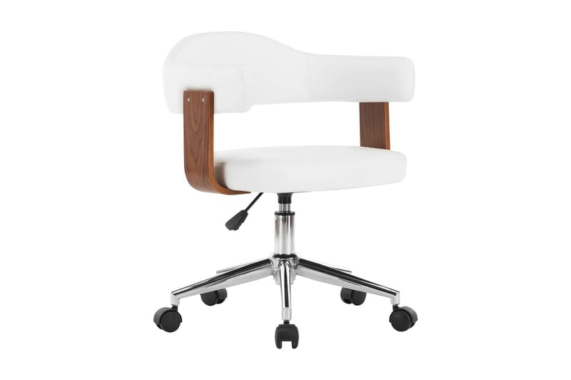 Drejelig Spisebordsstol Böjet Træ Og Kunstlæder Hvid - Spisebordsstole & køkkenstole - Armstole