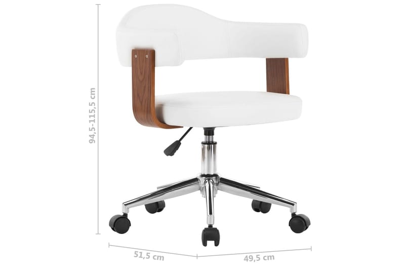 Drejelig Spisebordsstol Böjet Træ Og Kunstlæder Hvid - Spisebordsstole & køkkenstole - Armstole