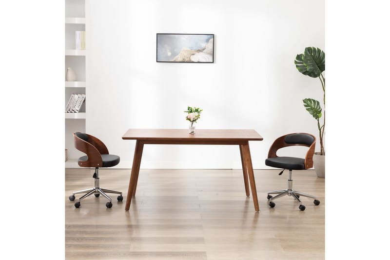 Drejelig Spisebordsstol Böjet Træ Og Kunstlæder Sort - Spisebordsstole & køkkenstole - Armstole