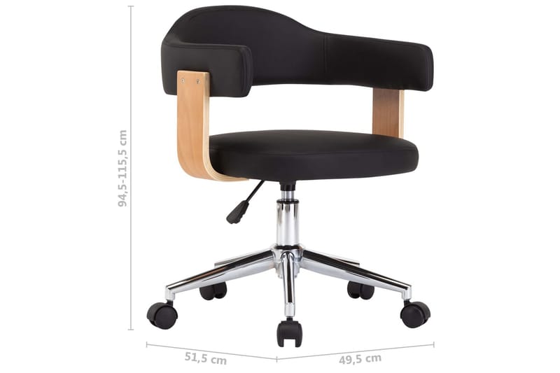Drejelig Spisebordsstol Böjet Træ Og Kunstlæder Sort - Spisebordsstole & køkkenstole - Armstole