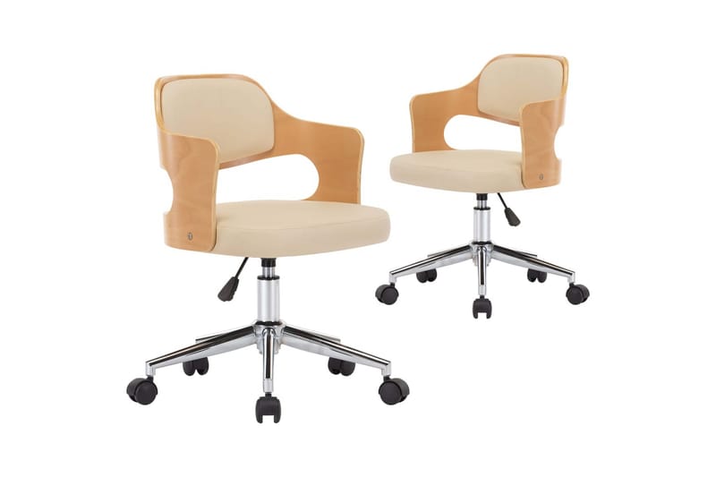 Drejelige Spisebordsstole 2 Stk. Böjet Træ & Kunstlæder Crem - Spisebordsstole & køkkenstole - Armstole
