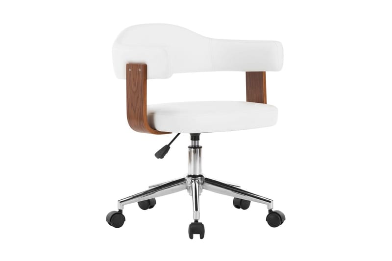 Drejelige Spisebordsstole 2 Stk. Böjet Træ & Kunstlæder Hvid - Spisebordsstole & køkkenstole - Armstole