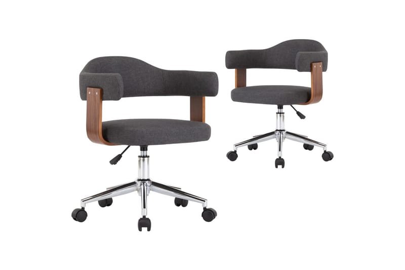 Drejelige Spisebordsstole 2 Stk. Böjet Træ Og Stof Grå - Spisebordsstole & køkkenstole - Armstole