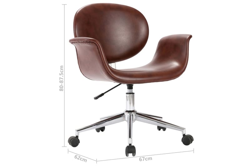 Drejelige Spisebordsstole 2 Stk. Kunstlæder Brun - Spisebordsstole & køkkenstole - Armstole