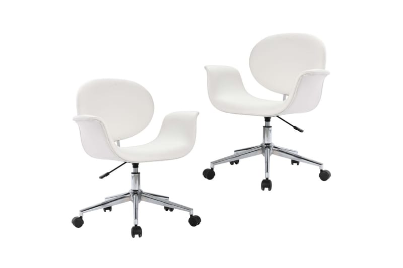 Drejelige Spisebordsstole 2 Stk. Kunstlæder Hvid - Spisebordsstole & køkkenstole - Armstole