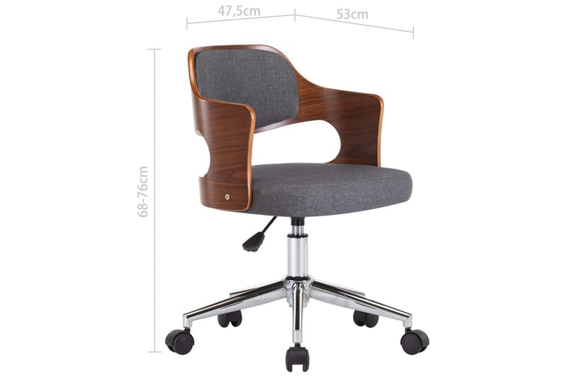 Drejelige Spisebordsstole 4 Stk. Böjet Træ Og Stof Grå - Spisebordsstole & køkkenstole - Armstole