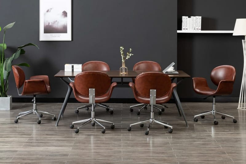 Drejelige Spisebordsstole 6 Stk. Kunstlæder Brun - Spisebordsstole & køkkenstole - Armstole