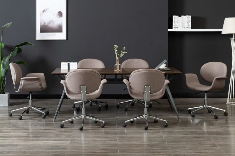 Drejelige Spisebordsstole 6 Stk. Stof Gråbrun - Spisebordsstole & køkkenstole - Armstole