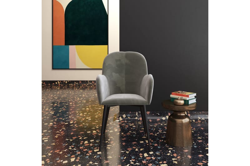 Fitz Armstol Grå/Velour - Dorel Home - Møbler - Stole & lænestole - Armstole