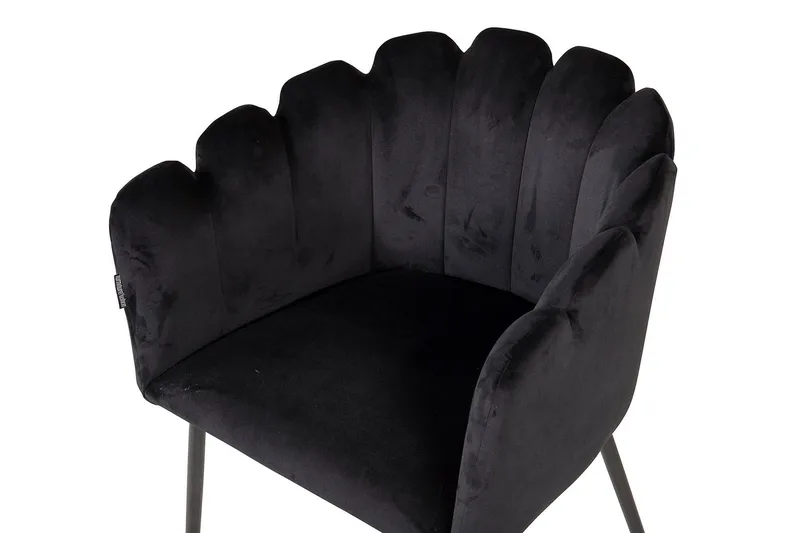 Limhamn Spisebordsstol i Fløjl med Metalfinish - Sort - Møbler - Stole & lænestole - Armstole