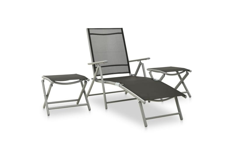 spisebordssæt til haven 10 dele sort og sølvfarvet - Sort - Spisebordsstole & køkkenstole - Armstole