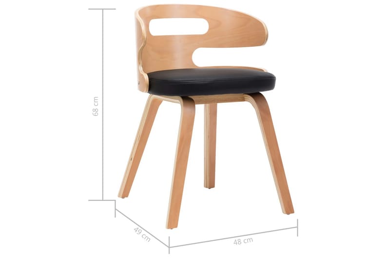 spisebordsstol 2 stk. bøjet træ og kunstlæder sort - Spisebordsstole & køkkenstole - Armstole