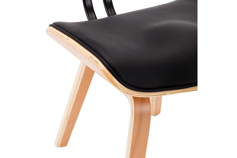 spisebordsstol 2 stk. bøjet træ og kunstlæder sort - Spisebordsstole & køkkenstole - Armstole