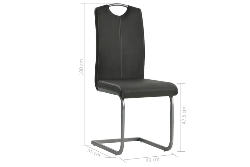 Spisebordsstol 6 Stk. Kunstlæder 43 X 55 X 100 Cm Grå - Grå - Spisebordsstole & køkkenstole - Armstole