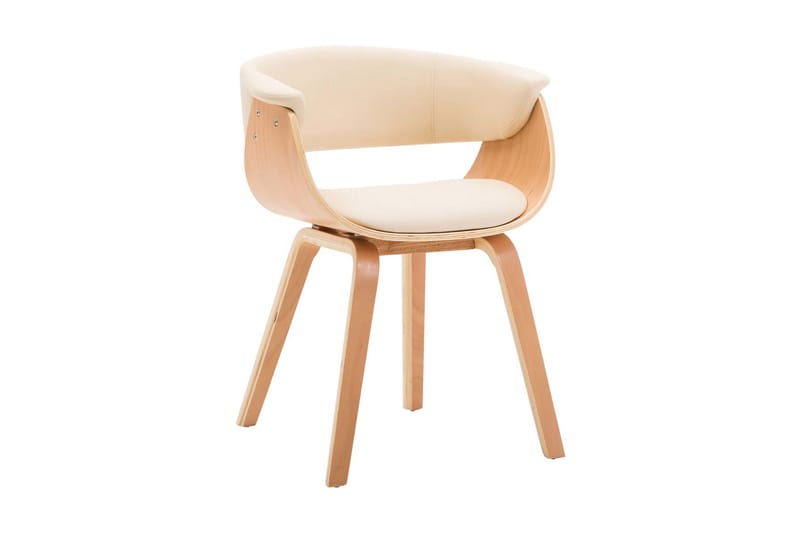 spisebordsstol bøjet træ og kunstlæder cremefarvet - Spisebordsstole & køkkenstole - Armstole