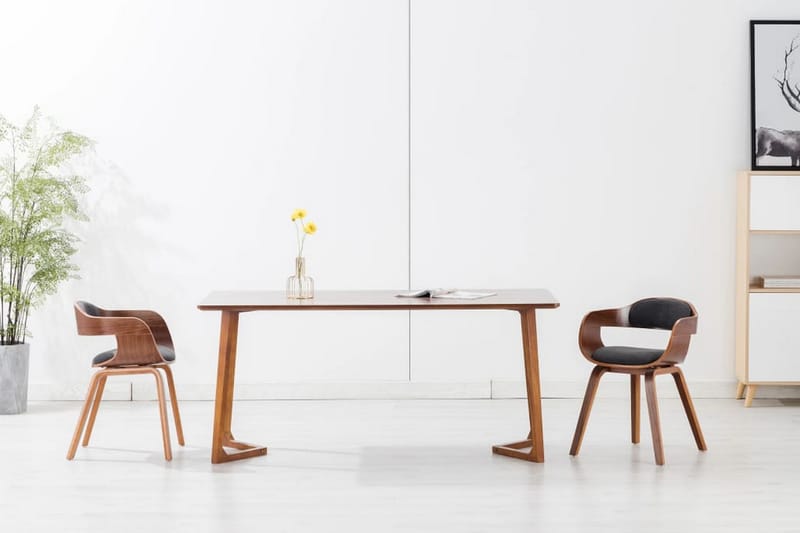 Spisebordsstol bøjet træ og stof mørkegrå - Grå - Spisebordsstole & køkkenstole - Armstole