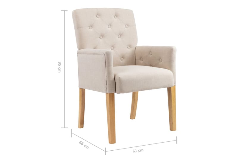spisebordsstol med armlæn stof beige - Beige - Spisebordsstole & køkkenstole - Armstole