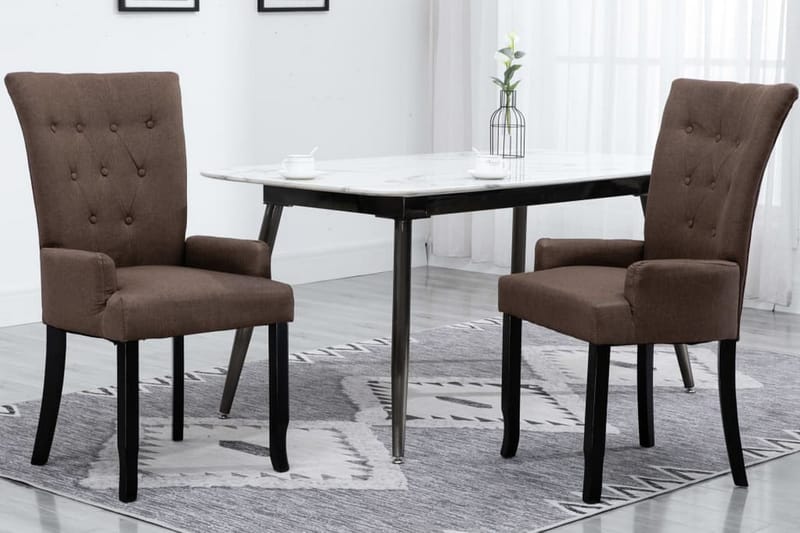 Spisebordsstol Med Armlæn Stof Brun - Brun - Møbler - Stole & lænestole - Armstole