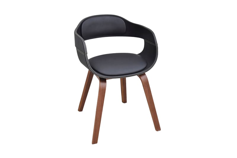 Spisebordsstol Med Formspændte Træben Kunstlæder - Sort - Spisebordsstole & køkkenstole - Armstole