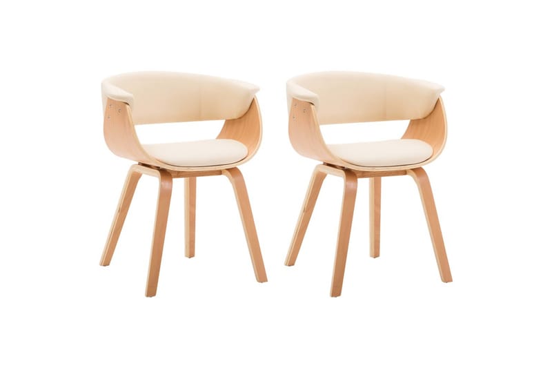 spisebordsstole 2 stk. bøjet træ og kunstlæder cremefarvet - Creme - Spisebordsstole & køkkenstole - Armstole
