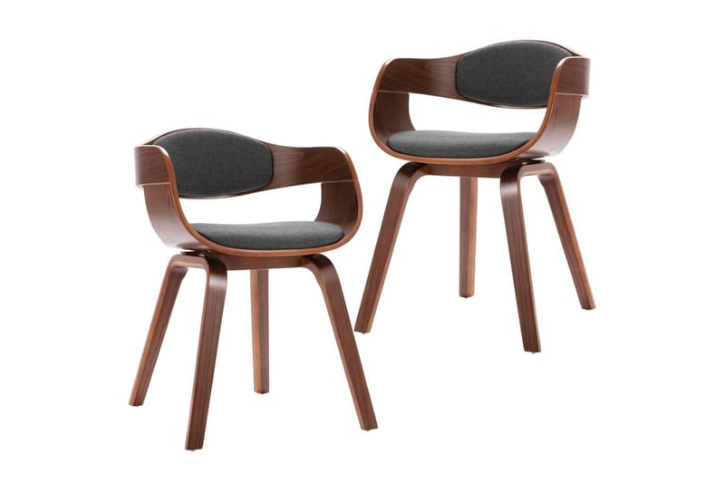 Spisebordsstole 2 Stk. Bøjet Træ Og Stof Grå - Grå - Spisebordsstole & køkkenstole - Armstole