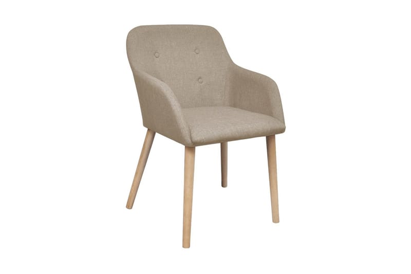 Spisebordsstole 2 Stk. Beige Stof Massivt Egetræ - Beige - Møbler - Stole & lænestole - Armstole