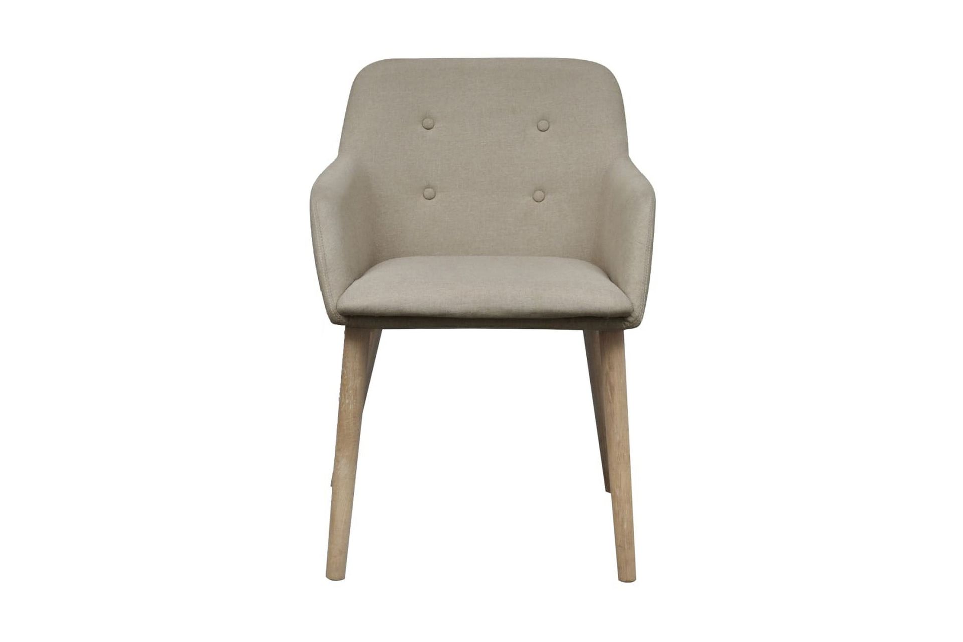 Spisebordsstole 2 Stk. Beige Stof Massivt Egetræ - Beige - Møbler - Stole & lænestole - Armstole