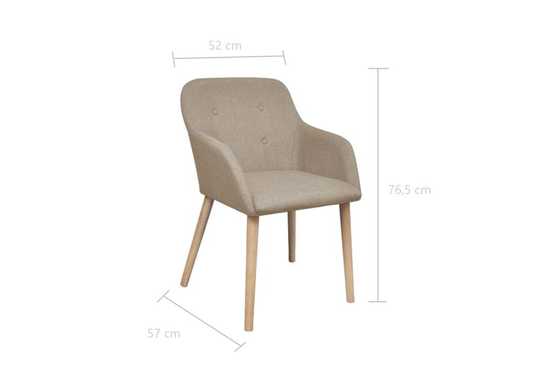 Spisebordsstole 2 Stk. Beige Stof Massivt Egetræ - Beige - Spisebordsstole & køkkenstole - Armstole