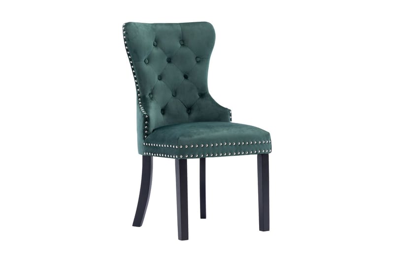 Spisebordsstole 2 Stk. Fløjl Mørkegrøn - Spisebordsstole & køkkenstole - Armstole