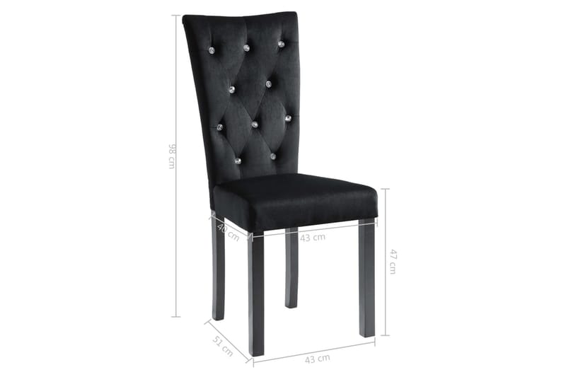 Spisebordsstole 2 Stk. Fløjl Sort - Sort - Spisebordsstole & køkkenstole - Armstole