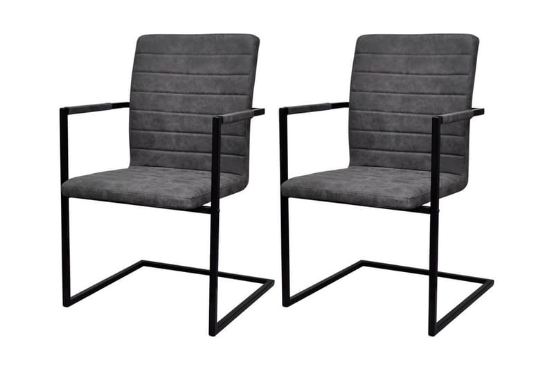 Spisebordsstole 2 Stk. Fritbærende Grå - Grå - Møbler - Stole & lænestole - Armstole