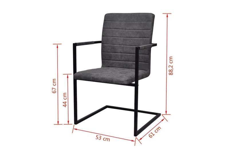 Spisebordsstole 2 Stk. Fritbærende Grå - Grå - Spisebordsstole & køkkenstole - Armstole