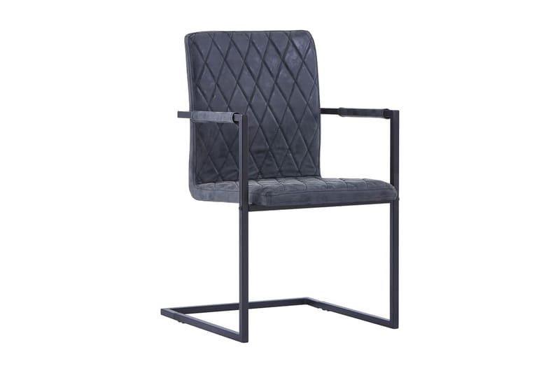 Spisebordsstole 2 Stk. Fritbærende Sort Kunstlæder - Sort - Spisebordsstole & køkkenstole - Armstole