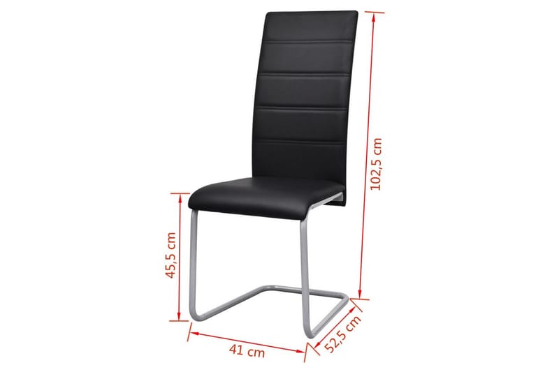 Spisebordsstole 2 Stk. Fritbærende Sort - Sort - Spisebordsstole & køkkenstole - Armstole
