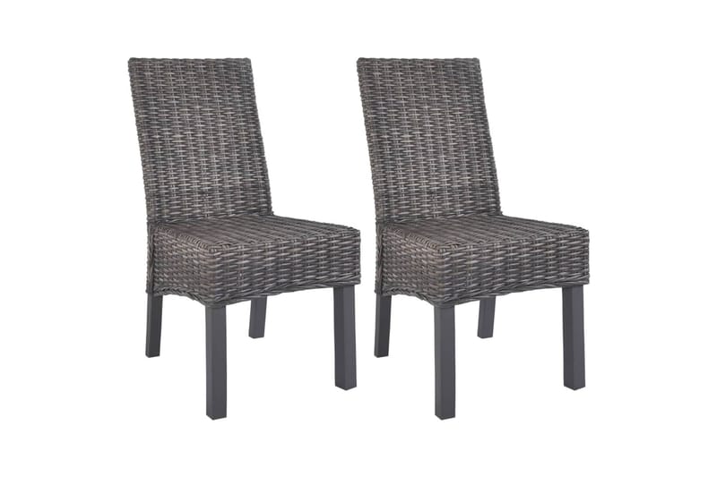 Spisebordsstole 2 Stk. Kubu-Rattan Og Mangotræ Brun - Brun - Spisebordsstole & køkkenstole - Armstole