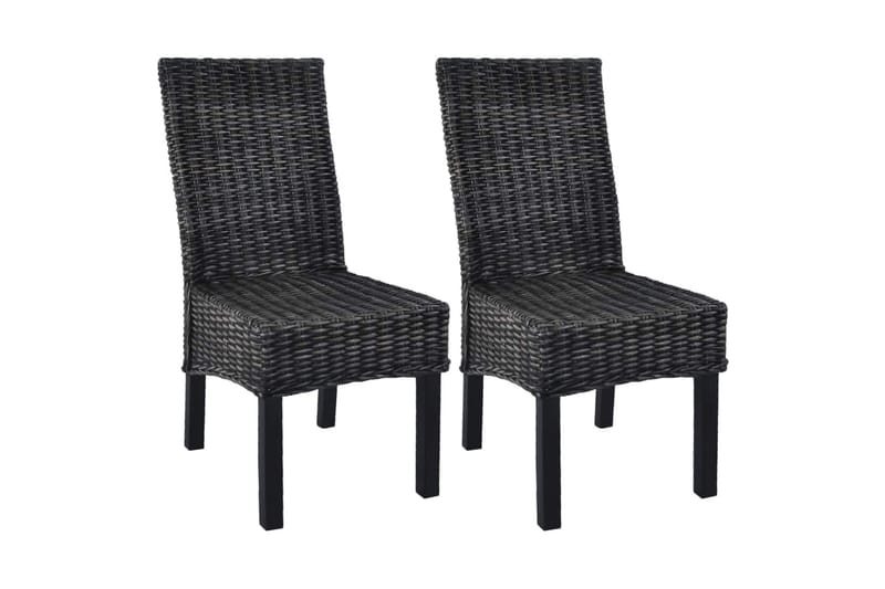 Spisebordsstole 2 Stk. Kubu-Rattan Og Mangotræ Sort - Sort - Møbler - Stole & lænestole - Armstole