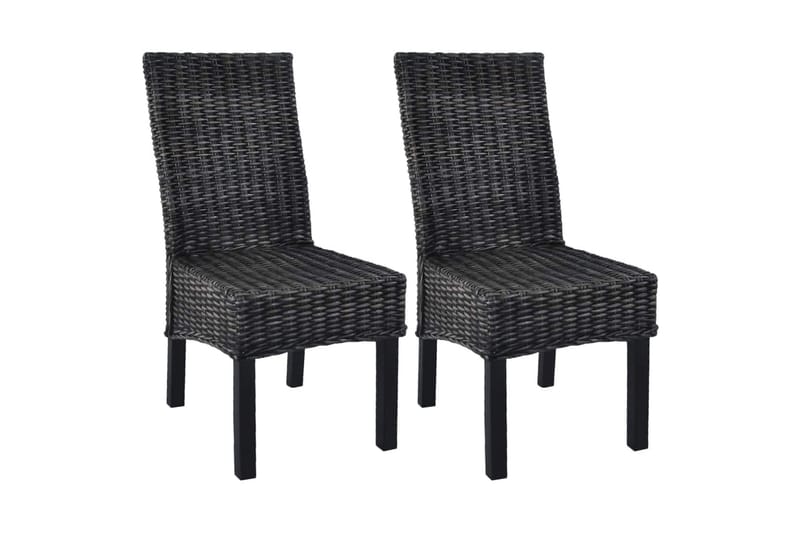 Spisebordsstole 2 Stk. Kubu-Rattan Og Mangotræ Sort - Sort - Spisebordsstole & køkkenstole - Armstole
