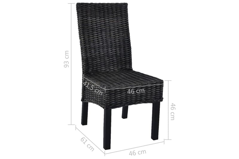 Spisebordsstole 2 Stk. Kubu-Rattan Og Mangotræ Sort - Sort - Spisebordsstole & køkkenstole - Armstole